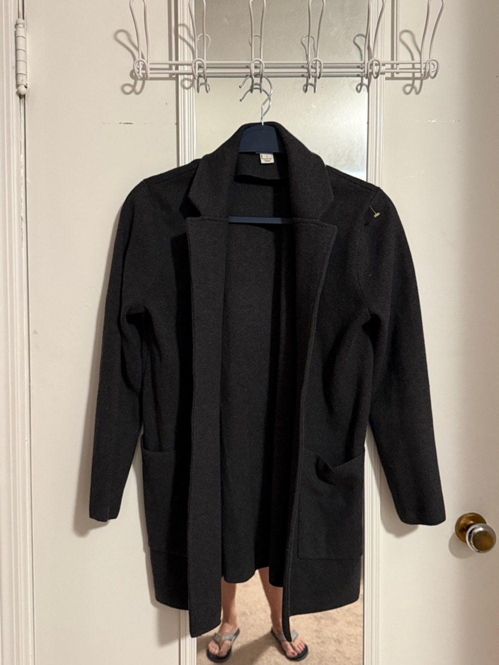 J. Crew Black Open-Front Long Knit Blazer